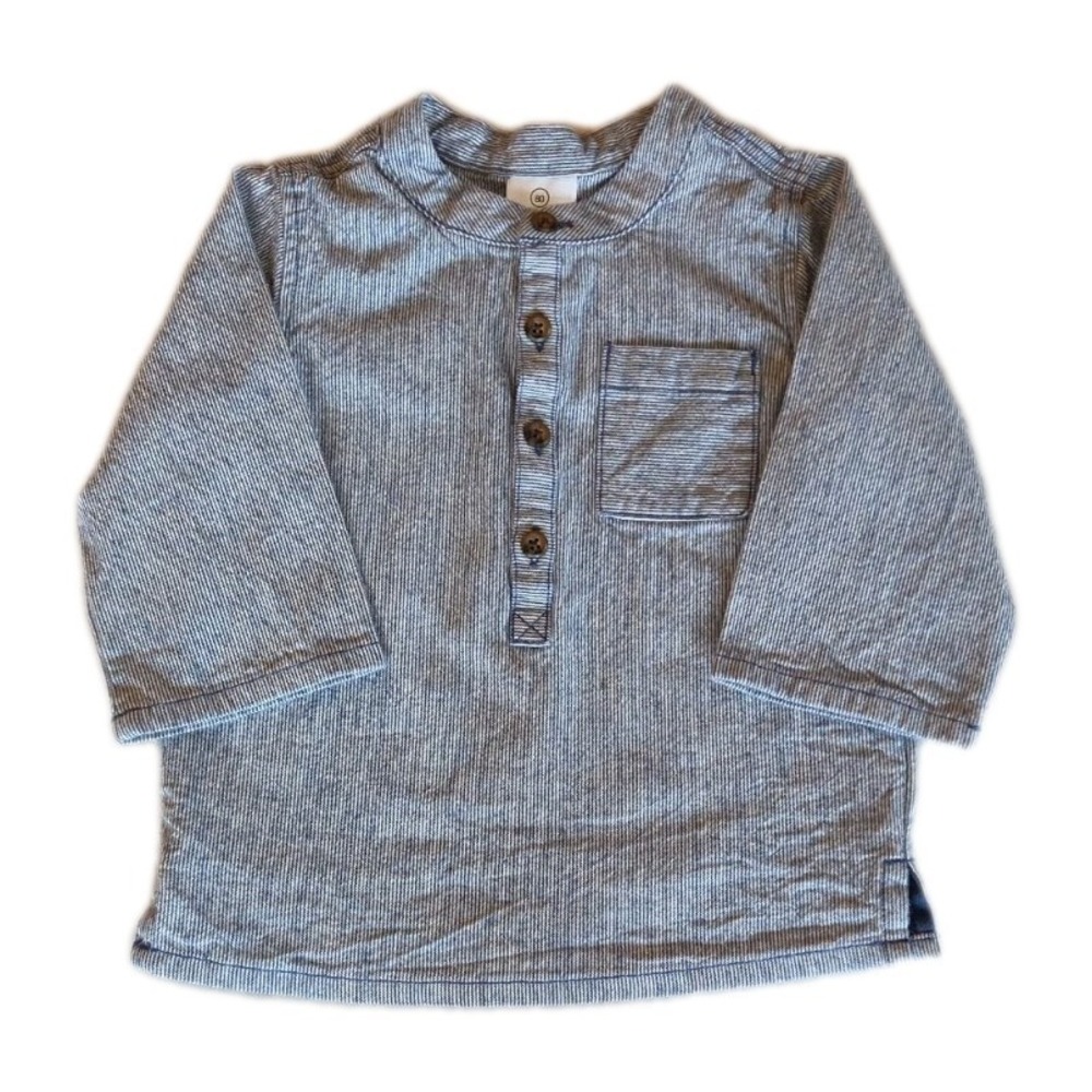 Hanna Andersson Blue Stripe Henley Shirt 18-24M/80 Coastal Scandi Cotton Tunic